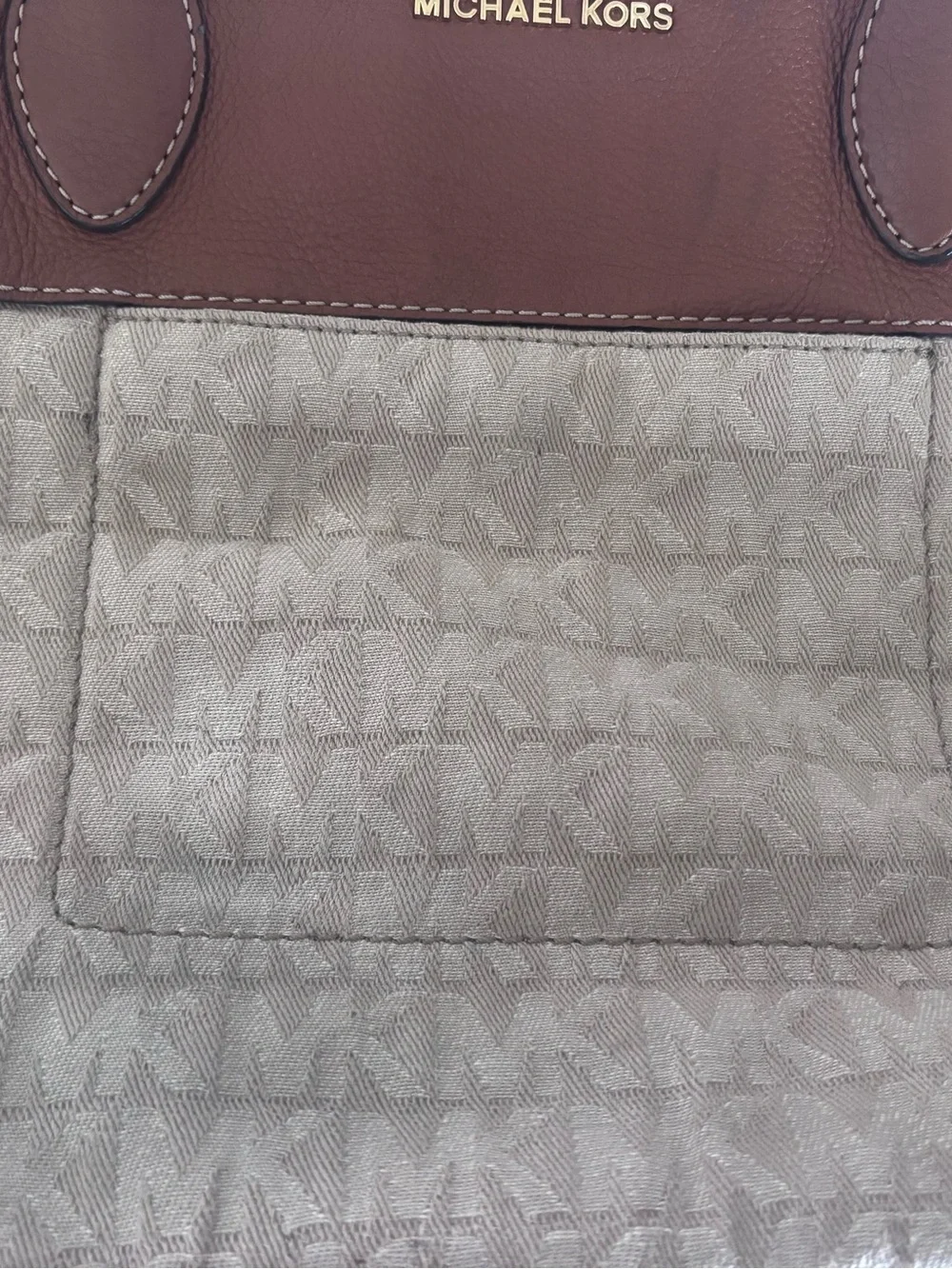 Michael Kors Signatire Marina Large Drawstring Brown & Cream Tote Bag